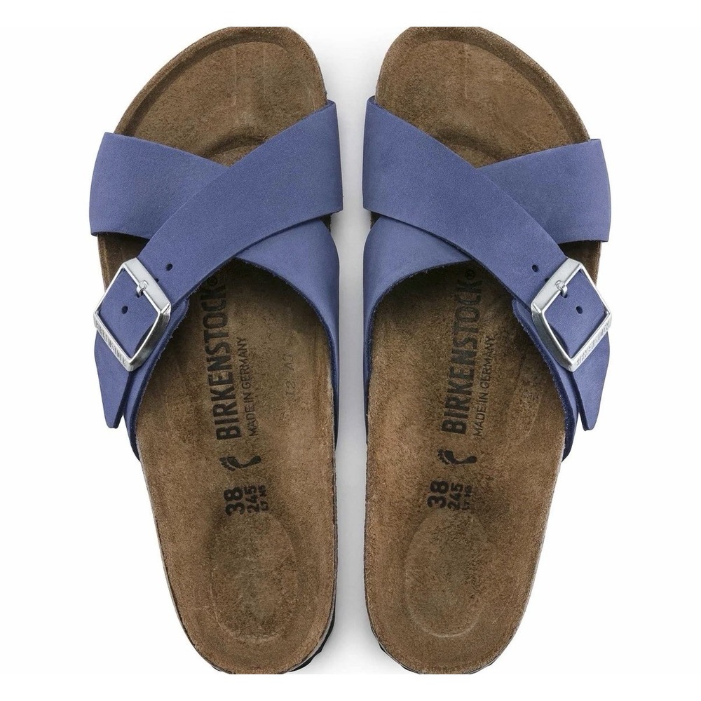 Birkenstock Women's Siena Nubuck Leather Sandals Size 39 Blue Azure Size 8 US